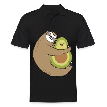 Sloth Hugging Avocado Vegan - Männer Poloshirt - Schwarz - Vorne - Kai (181cm)