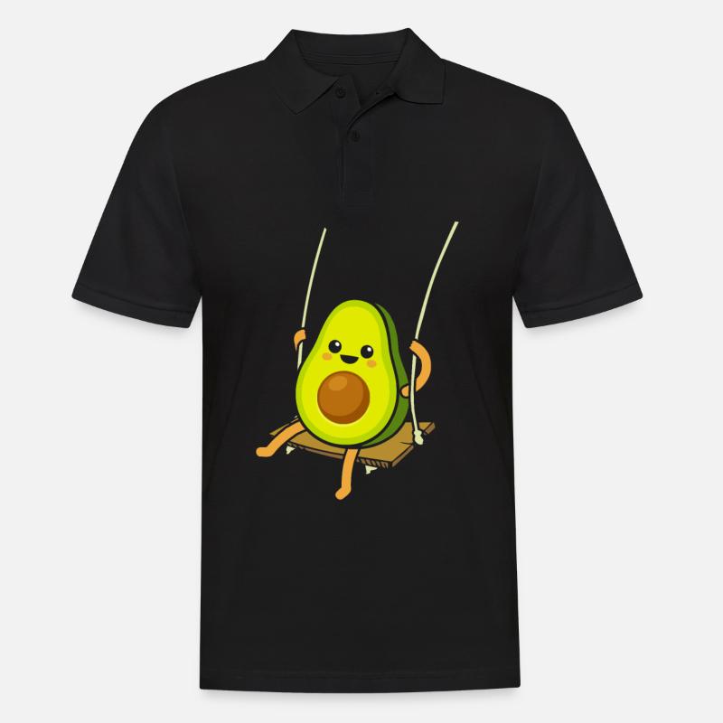 Avocado auf einer Schaukel - Männer Poloshirt - Schwarz