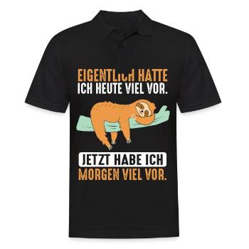 Eigentlich Hatte Ich Heute Viel Vor Faultier - Männer Poloshirt - Schwarz - Vorne - Kai (181cm)