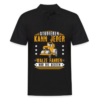 Studieren kann jeder Walze Fahren Nur Die Besten - Männer Poloshirt - Schwarz - Vorne - Kai (181cm)