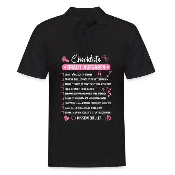 JGA Mutprobe Checkliste Braut Aufgaben - Männer Poloshirt - Schwarz - Vorne - Kai (181cm)
