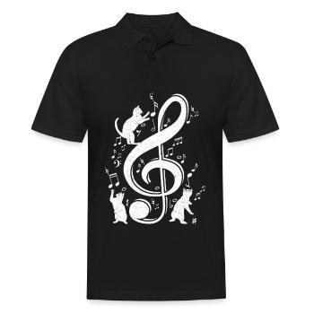 Clef Cat Violin Clef Kitten - Men's Polo Shirt - black - Front - Kai (181cm)