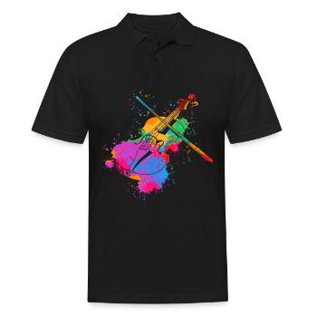 Violon Splash Coloré Violon Joueur Musique Orchestre Violon - Polo Homme - noir - Devant - Kai (181cm)