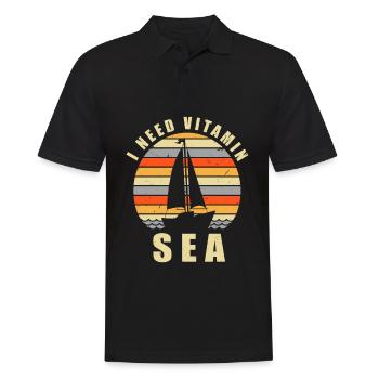 I Need Vitamin Sea Vintage Segler Segelboot Retro - Männer Poloshirt - Schwarz - Vorne - Kai (181cm)