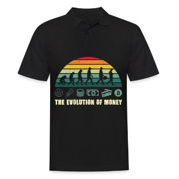 The Evolution Of Money BTC Bitcoin Crypto - Männer Poloshirt - Schwarz - Vorne - Kai (181cm)