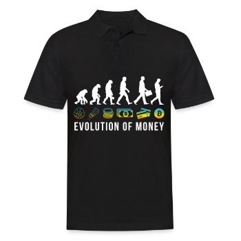 Crypto Bitcoin The Evolution Of Money - Männer Poloshirt - Schwarz - Vorne - Kai (181cm)