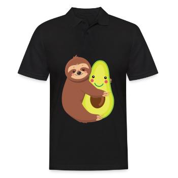 Lazy Sloth Hugging Avocado Vegan Animal Lover - Men's Polo Shirt - black - Front - Kai (181cm)