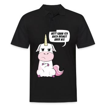 Nett kann ich auch bringt aber nix Einhorn - Männer Poloshirt - Schwarz - Vorne - Kai (181cm)