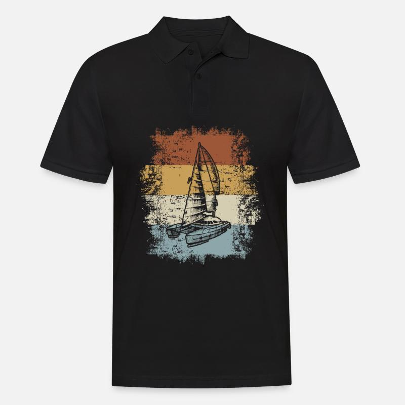 Katamaran Segelboot - Männer Poloshirt - Schwarz