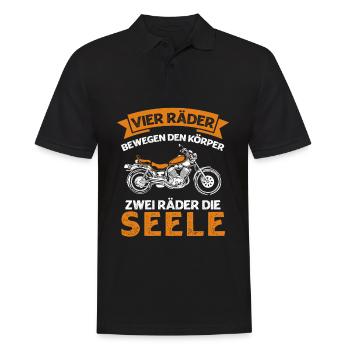 Vier Räder Bewegen Den Körper Zwei Räder Die Seele - Männer Poloshirt - Schwarz - Vorne - Kai (181cm)