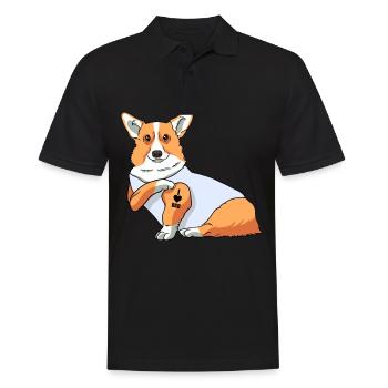 J’aime papa Tatouage Corgi Chien Fête des pères - Polo Homme - noir - Devant - Kai (181cm)