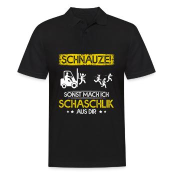 Stapler Schnauze Sonst Mach Ich Schaschlik Aus Dir - Männer Poloshirt - Schwarz - Vorne - Kai (181cm)