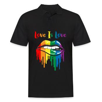 Love Is Love Gay Pride Rainbow Lips - Men's Polo Shirt - black - Front - Kai (181cm)