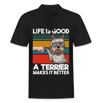 Life Is Good A Terrier Makes It Better Fist Bump - Männer Poloshirt - Schwarz - Vorne - Kai (181cm)