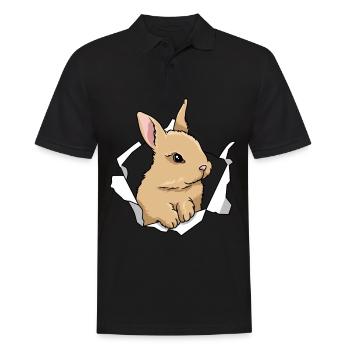 Rabbit Breakthrough Cute Rabbit Animal - Men's Polo Shirt - black - Front - Kai (181cm)