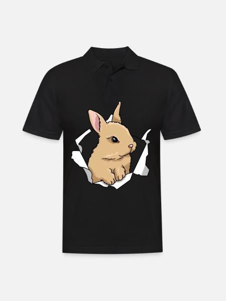 Lapin Percée Mignon Lapin Animal - Polo Homme - noir
