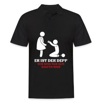 Er ist der Depp Outfit Männer Junggesellenabschied - Männer Poloshirt - Schwarz - Vorne - Kai (181cm)