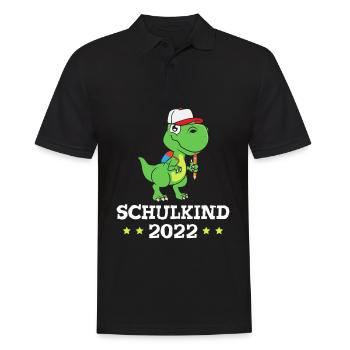 Dino Dinosaurier Einschulung Schulkind 2022 - Männer Poloshirt - Schwarz - Vorne - Kai (181cm)