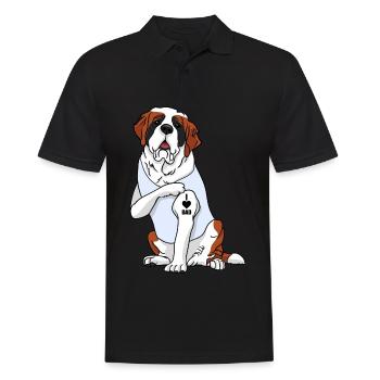 J’aime papa Tatouage St. Bernard Chien Fête des pères - Polo Homme - noir - Devant - Kai (181cm)