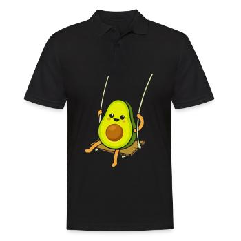 Avocado auf einer Schaukel - Männer Poloshirt - Schwarz - Vorne - Kai (181cm)