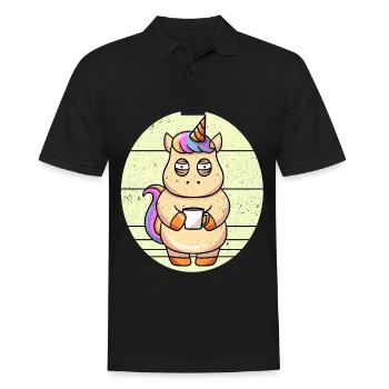 Coffee Unicorn Unicorn Holding A Coffee Cup - Men's Polo Shirt - black - Front - Kai (181cm)