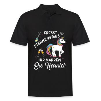 Fresst Sternenstaub Sie Heiratet Einhorn JGA - Männer Poloshirt - Schwarz - Vorne - Kai (181cm)
