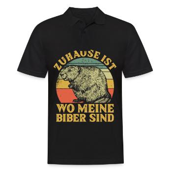 Zuhause ist wo meine Biber sind Nagetier - Männer Poloshirt - Schwarz - Vorne - Kai (181cm)
