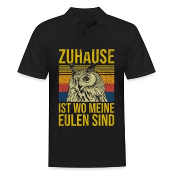 Zuhause ist wo meine Eulen sind - Männer Poloshirt - Schwarz - Vorne - Kai (181cm)