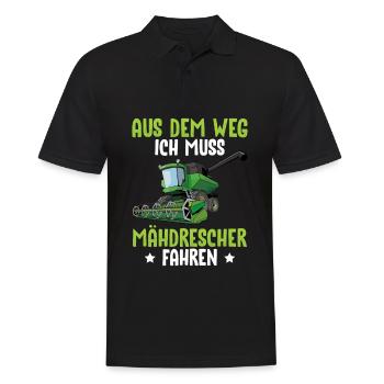 Aus Dem Weg Ich Muss Mähdrescher Fahren - Männer Poloshirt - Schwarz - Vorne - Kai (181cm)