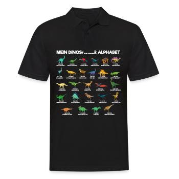 Dinosaurier Alphabet A-Z Dino ABC T-Rex - Männer Poloshirt - Schwarz - Vorne - Kai (181cm)