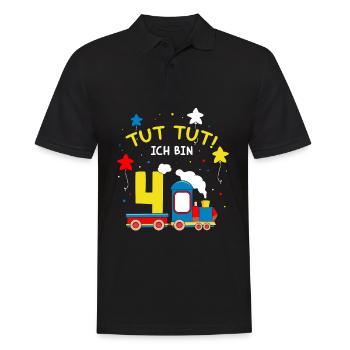 Ich bin 4 Zug Tut Tut 4 Jahre alt 4. Geburtstag - Männer Poloshirt - Schwarz - Vorne - Kai (181cm)