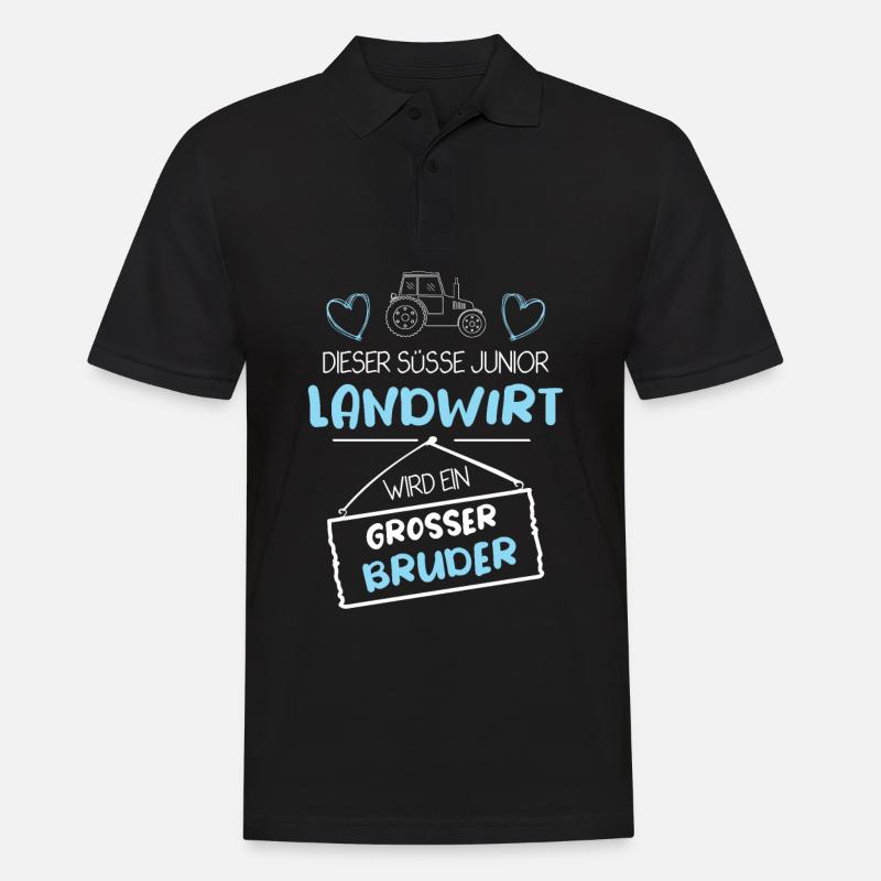 Ich werde großer Bruder Traktor Junior Landwirt - Männer Poloshirt - Schwarz