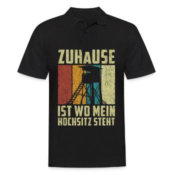 Zuhause ist wo mein Hochsitz steht - Männer Poloshirt - Schwarz - Vorne - Kai (181cm)
