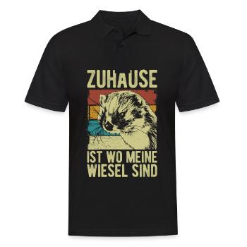 Zuhause ist wo meine Wiesel sind Frettchen - Männer Poloshirt - Schwarz - Vorne - Kai (181cm)