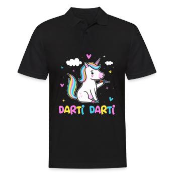 Darti Darti Unicorn Darts Player - Männer Poloshirt - Schwarz - Vorne - Kai (181cm)