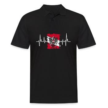 Austria Flag Heartbeat Österreich - Männer Poloshirt - Schwarz - Vorne - Kai (181cm)