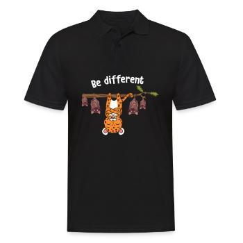 Be Different Sei Anders Gepard mit Fledermäusen - Männer Poloshirt - Schwarz - Vorne - Kai (181cm)