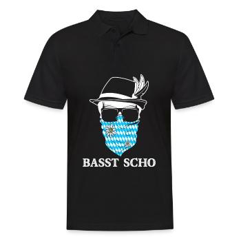 Basst Scho Bayern bayrischer Dialekt - Männer Poloshirt - Schwarz - Vorne - Kai (181cm)