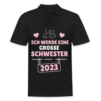 Bald Große Schwester 2023 Traktor - Männer Poloshirt - Schwarz - Vorne - Kai (181cm)