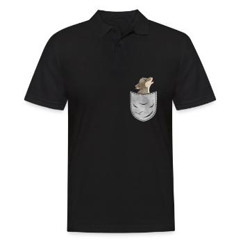 Wolf In Deiner Tasche Tier Brusttasche Wolf - Männer Poloshirt - Schwarz - Vorne - Kai (181cm)