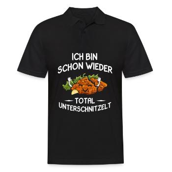 Ich bin schon wieder total unterschnitzelt - Männer Poloshirt - Schwarz - Vorne - Kai (181cm)