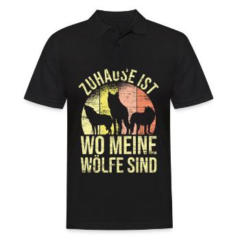 Zuhause ist wo meine Wölfe sind - Männer Poloshirt - Schwarz - Vorne - Kai (181cm)