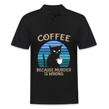 Coffee Because Murder Is Wrong Black Cat - Männer Poloshirt - Schwarz - Vorne - Kai (181cm)