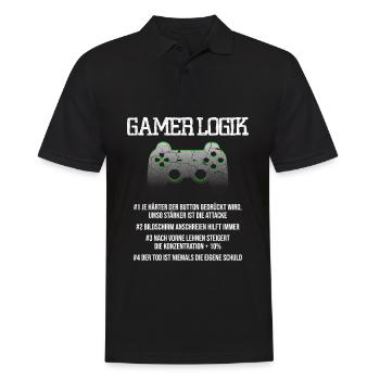 Gamer Logik Computer PC Controller Zocker Jungs - Männer Poloshirt - Schwarz - Vorne - Kai (181cm)