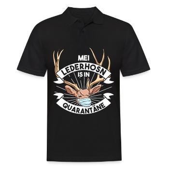 Mei Lederhosn is in Quarantäne Lederhose Ersatz - Männer Poloshirt - Schwarz - Vorne - Kai (181cm)