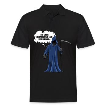 So Viele Idioten Und Nur Eine Sense Sensenmann - Männer Poloshirt - Schwarz - Vorne - Kai (181cm)