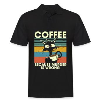Coffee Because Murder Is Wrong Black Cat - Männer Poloshirt - Schwarz - Vorne - Kai (181cm)