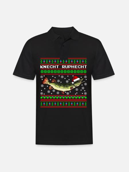 Knecht Ruphecht Hecht Ugly Christmas Angeln - Männer Poloshirt - Schwarz