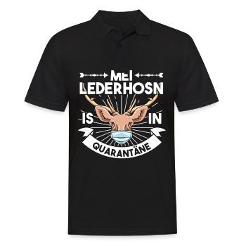 Mei Lederhosn is in Quarantäne Lederhose Ersatz - Männer Poloshirt - Schwarz - Vorne - Kai (181cm)