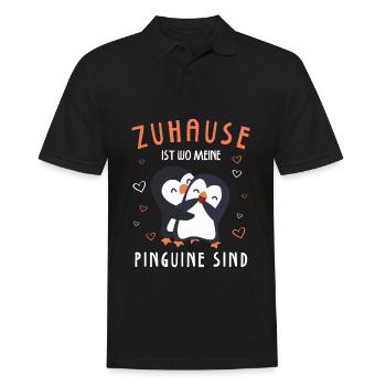 Zuhause ist wo meine Pinguine sind Pinguin - Männer Poloshirt - Schwarz - Vorne - Kai (181cm)
